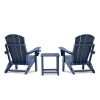 Folding Outdoor Adirondack Chair Set of 2 and Table Set,HDPE All-weather Folding Fire Pit Chair, Ergonomic Design Patio Lawn Chair for Outside Deck Ga