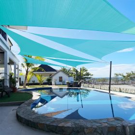 Artpuch Custom Size Mixed Turquoise Sun Shade Sail Triangle Canopy 185 GSM Durable Fabric UV Block Awning for Outdoor Patio Garden Backyard (Customize (Color: Mixed Turquoise, size: 06X12X12)